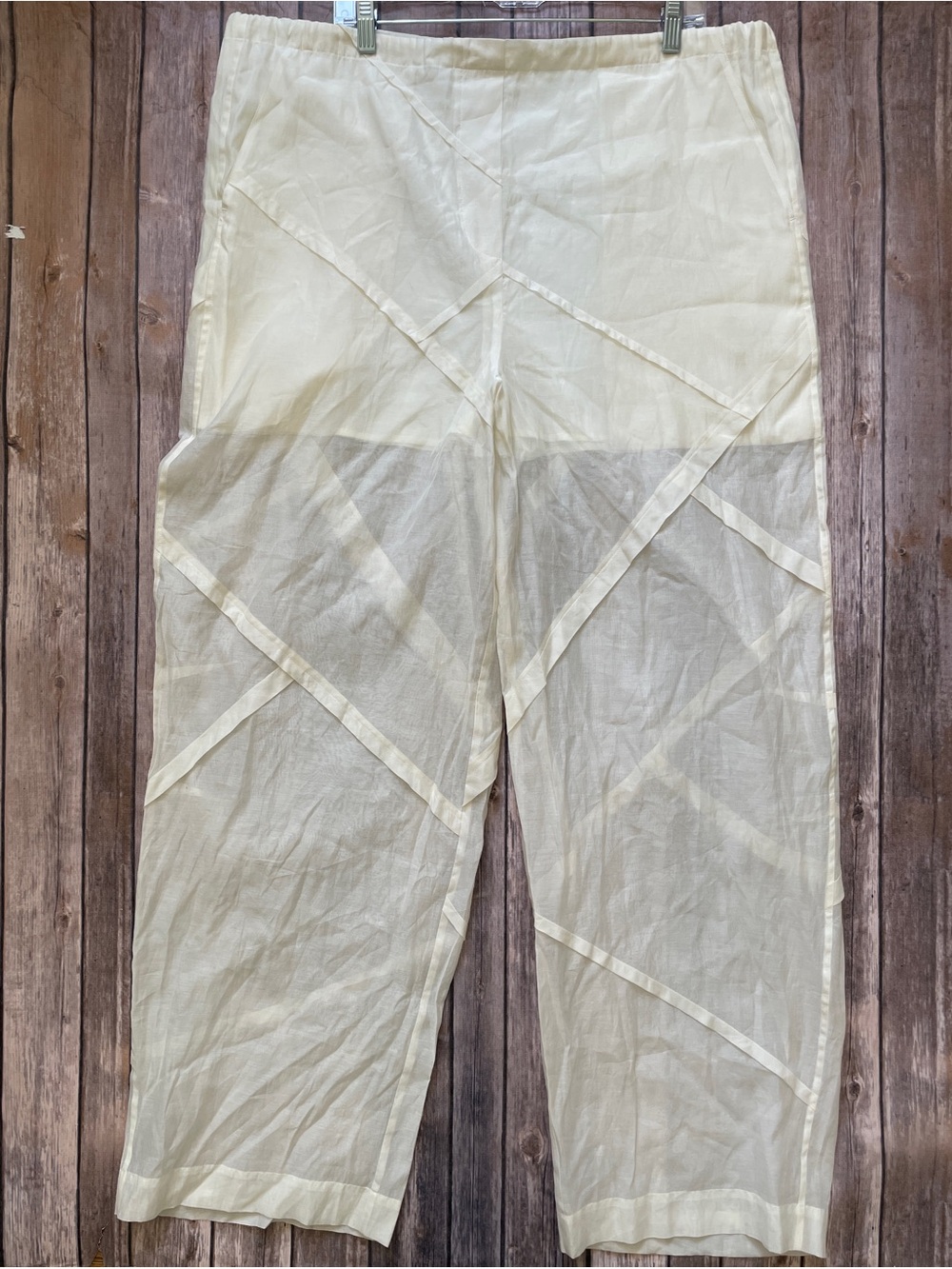 Co Sheer Geometric Pants Loose Billowy Artsy Lagenlook Taffeta Designer Luxury L